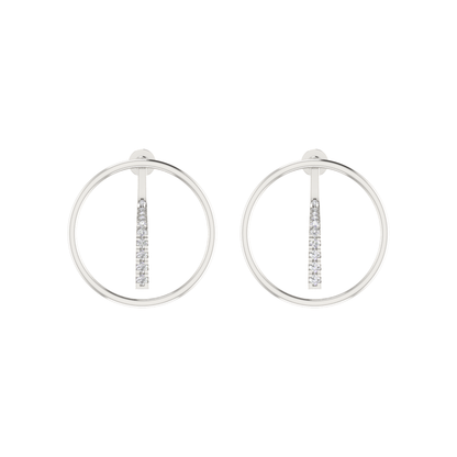 Slant Pave Orbits Platinum Plated Lab Grown Diamond Earrings