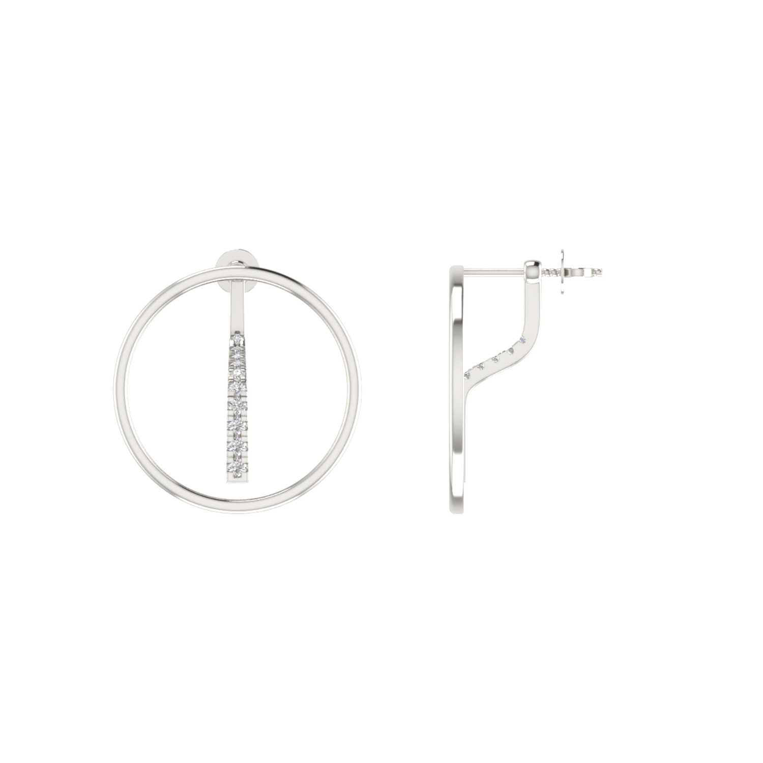 Slant Pave Orbits Platinum Plated Lab Grown Diamond Earrings