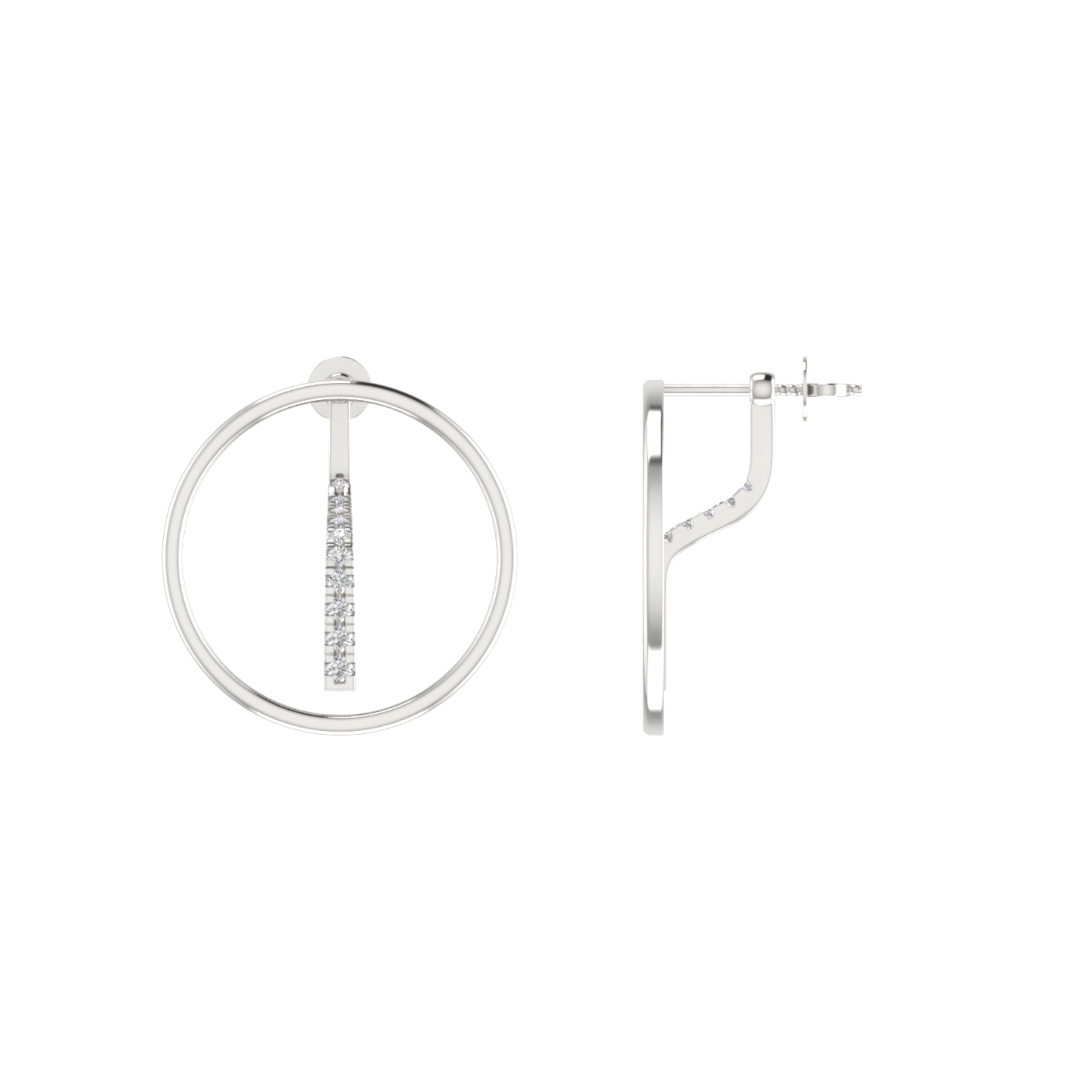 Slant Pave Orbits Platinum Plated Lab Grown Diamond Earrings