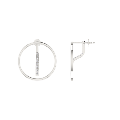Slant Pave Orbits Platinum Plated Lab Grown Diamond Earrings