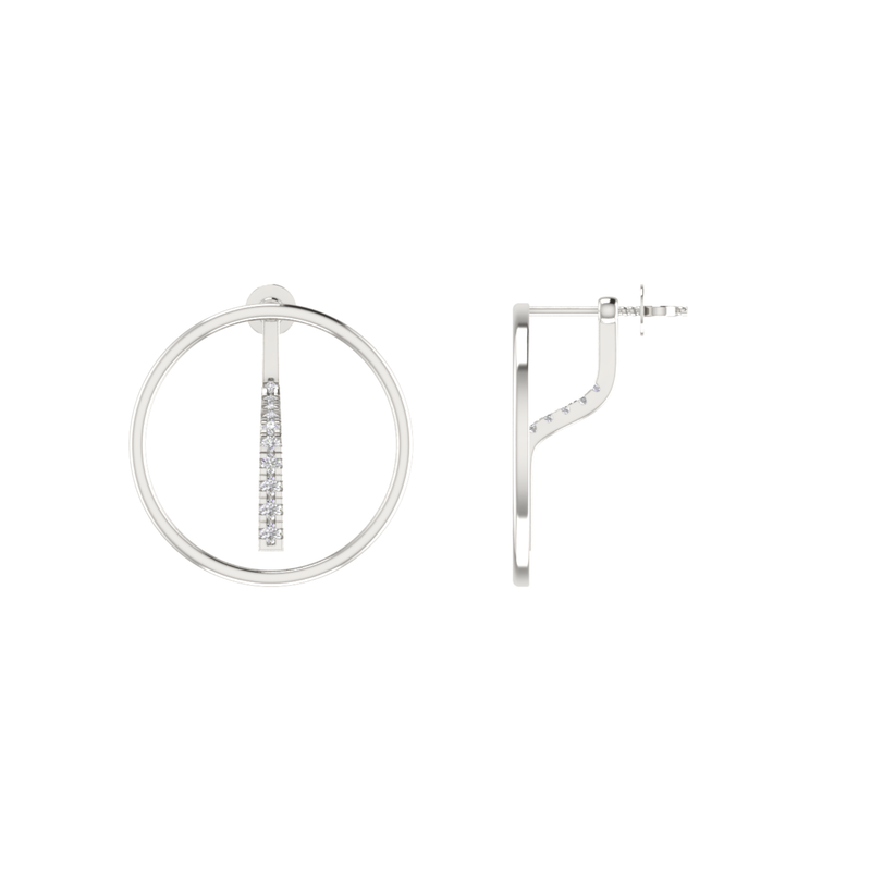 Slant Pave Orbits Platinum Plated Lab Grown Diamond Earrings