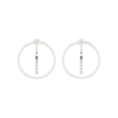 Slant Pave Orbits Platinum Plated Lab Grown Diamond Earrings