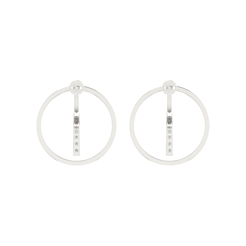 Slant Pave Orbits Platinum Plated Lab Grown Diamond Earrings