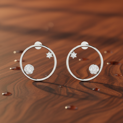 Galactic Star Platinum Plated Lab Grown Diamond Earrings