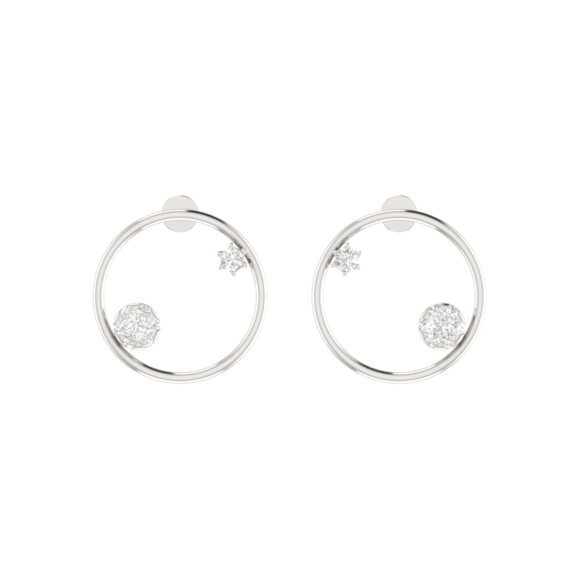 Galactic Star Platinum Plated Lab Grown Diamond Earrings