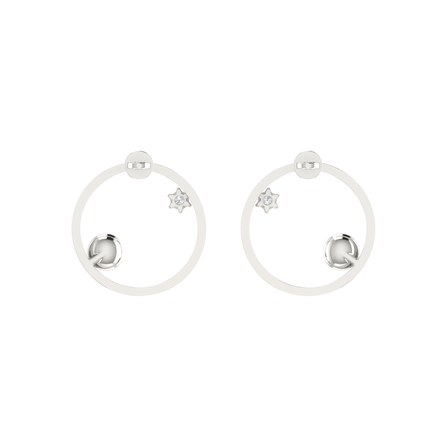 Galactic Star Platinum Plated Lab Grown Diamond Earrings