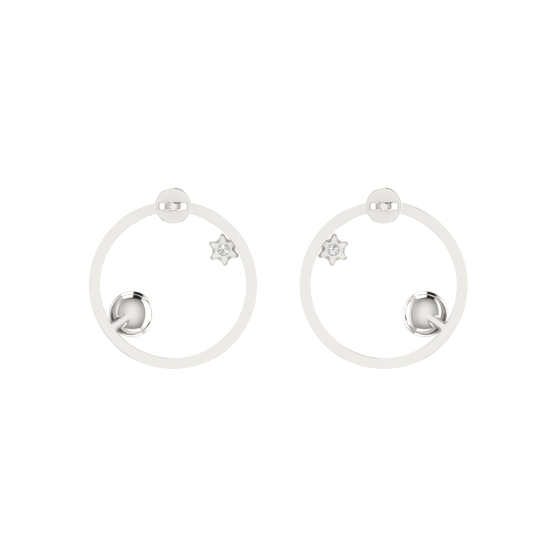 Galactic Star Platinum Plated Lab Grown Diamond Earrings