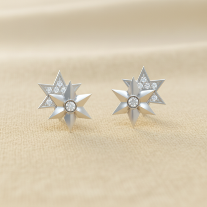 Fusion Star Edges Platinum Plated Lab Grown Diamond Earrings