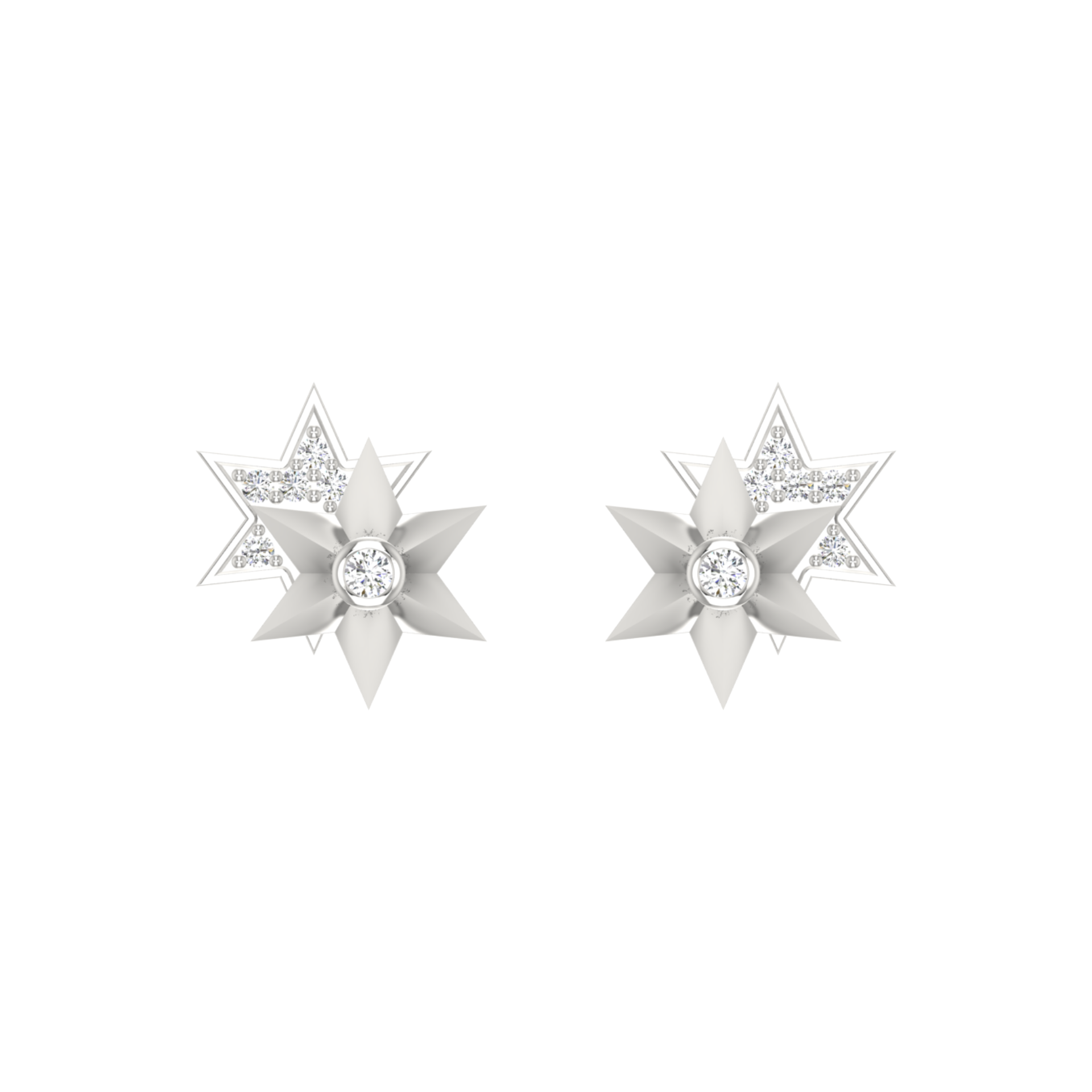 Fusion Star Edges Platinum Plated Lab Grown Diamond Earrings