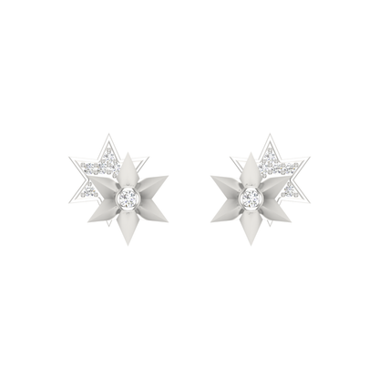 Fusion Star Edges Platinum Plated Lab Grown Diamond Earrings