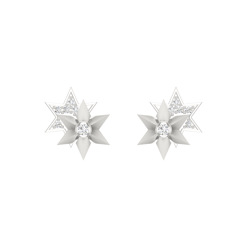Fusion Star Edges Platinum Plated Lab Grown Diamond Earrings