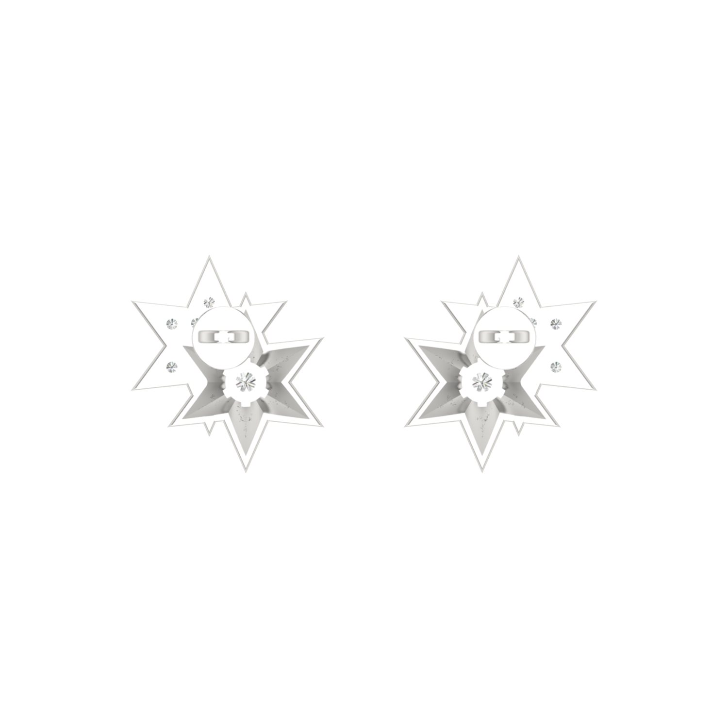 Fusion Star Edges Platinum Plated Lab Grown Diamond Earrings