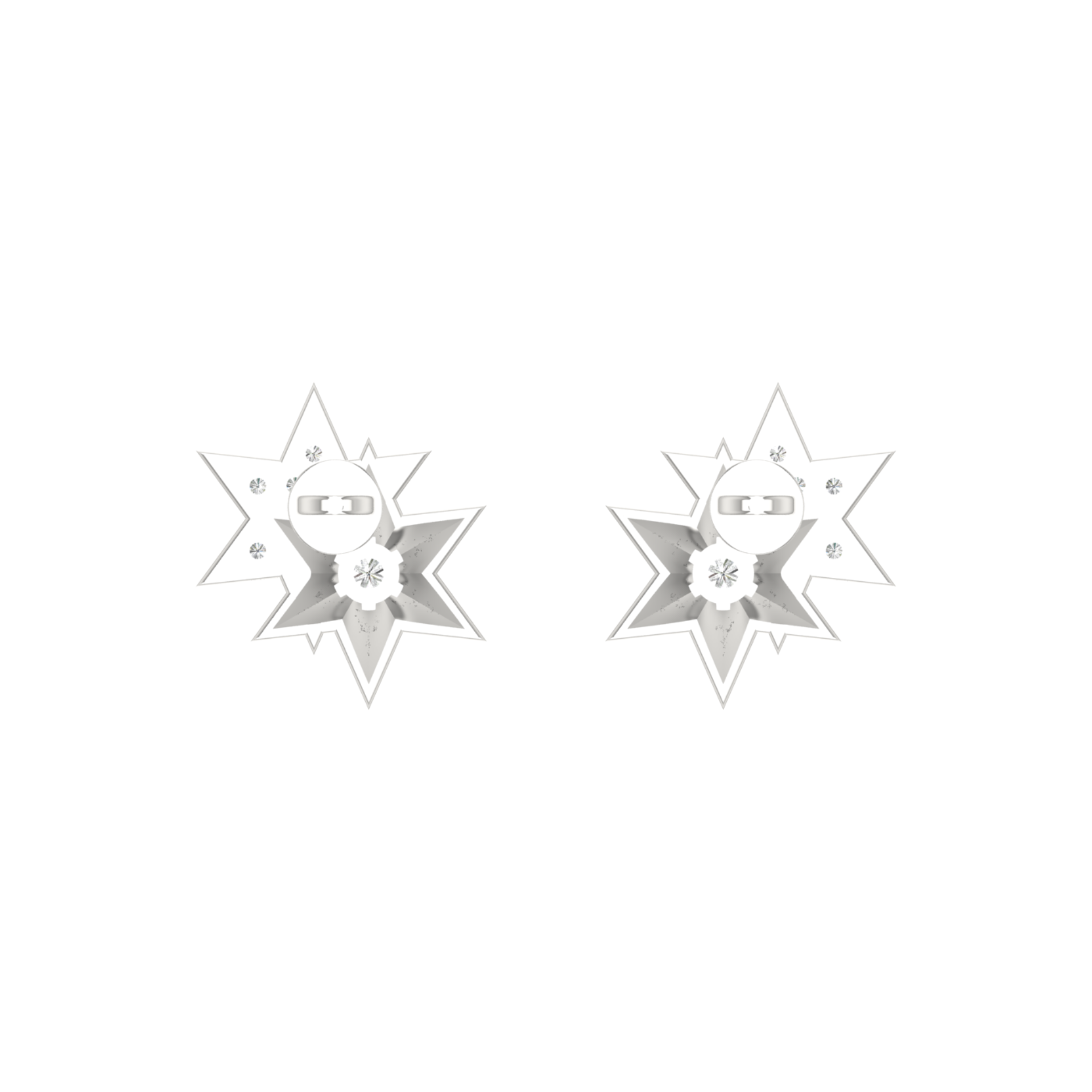 Fusion Star Edges Platinum Plated Lab Grown Diamond Earrings