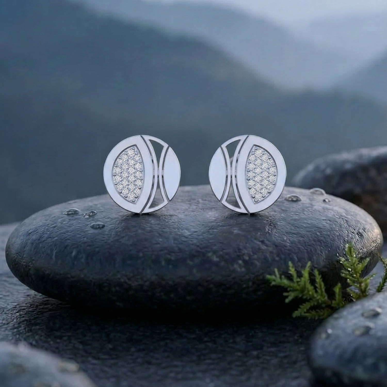 Orbit Phase Platinum Plated Lab Grown Diamond Earrings