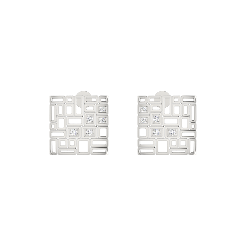 Modular Mesh Platinum Plated Lab Grown Diamond Earrings