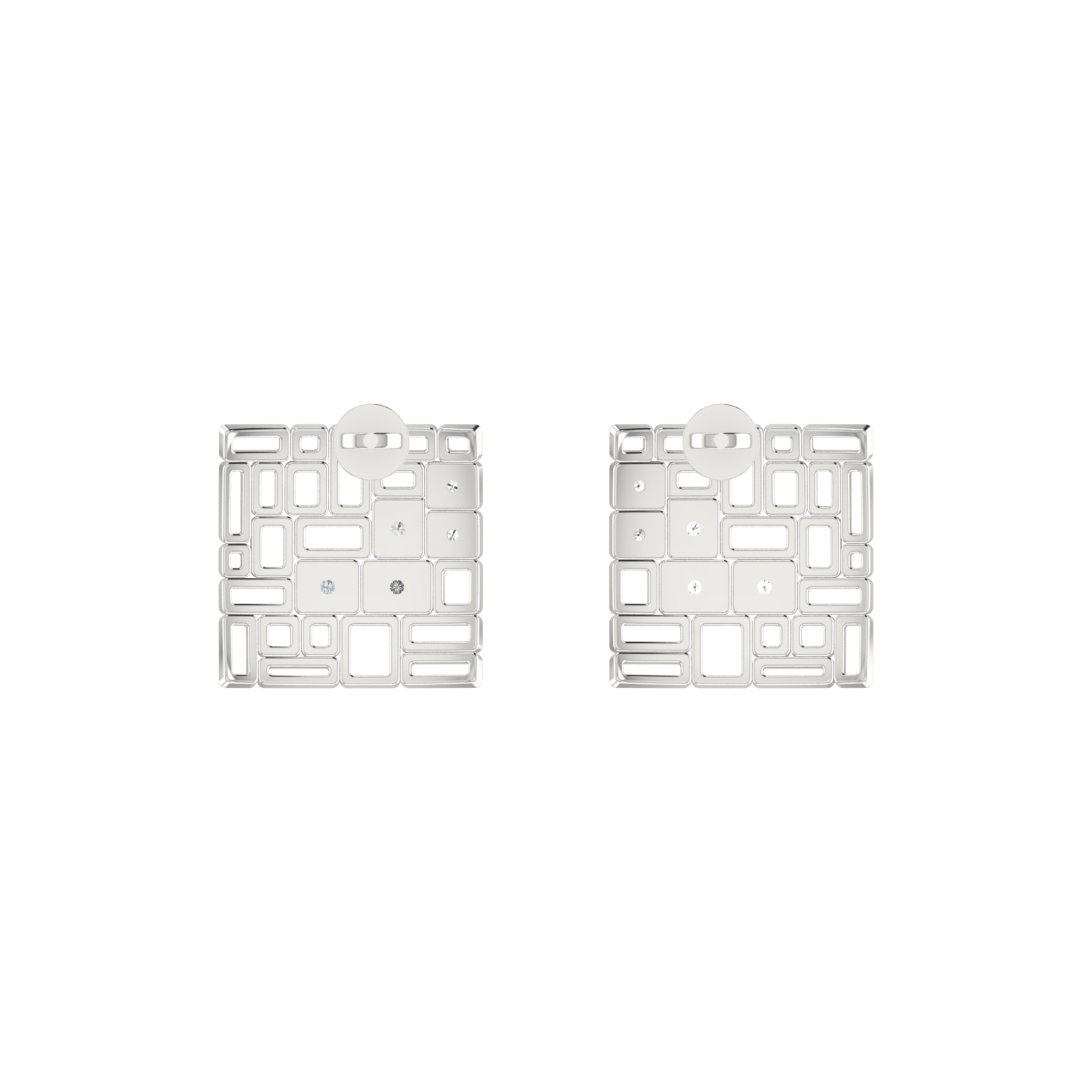 Modular Mesh Platinum Plated Lab Grown Diamond Earrings