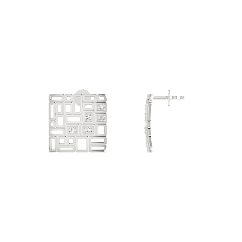 Modular Mesh Platinum Plated Lab Grown Diamond Earrings