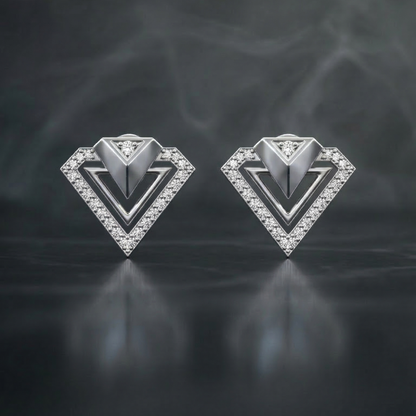 Inverted Peak Platinum Plated Lab Grown Diamond Earrings