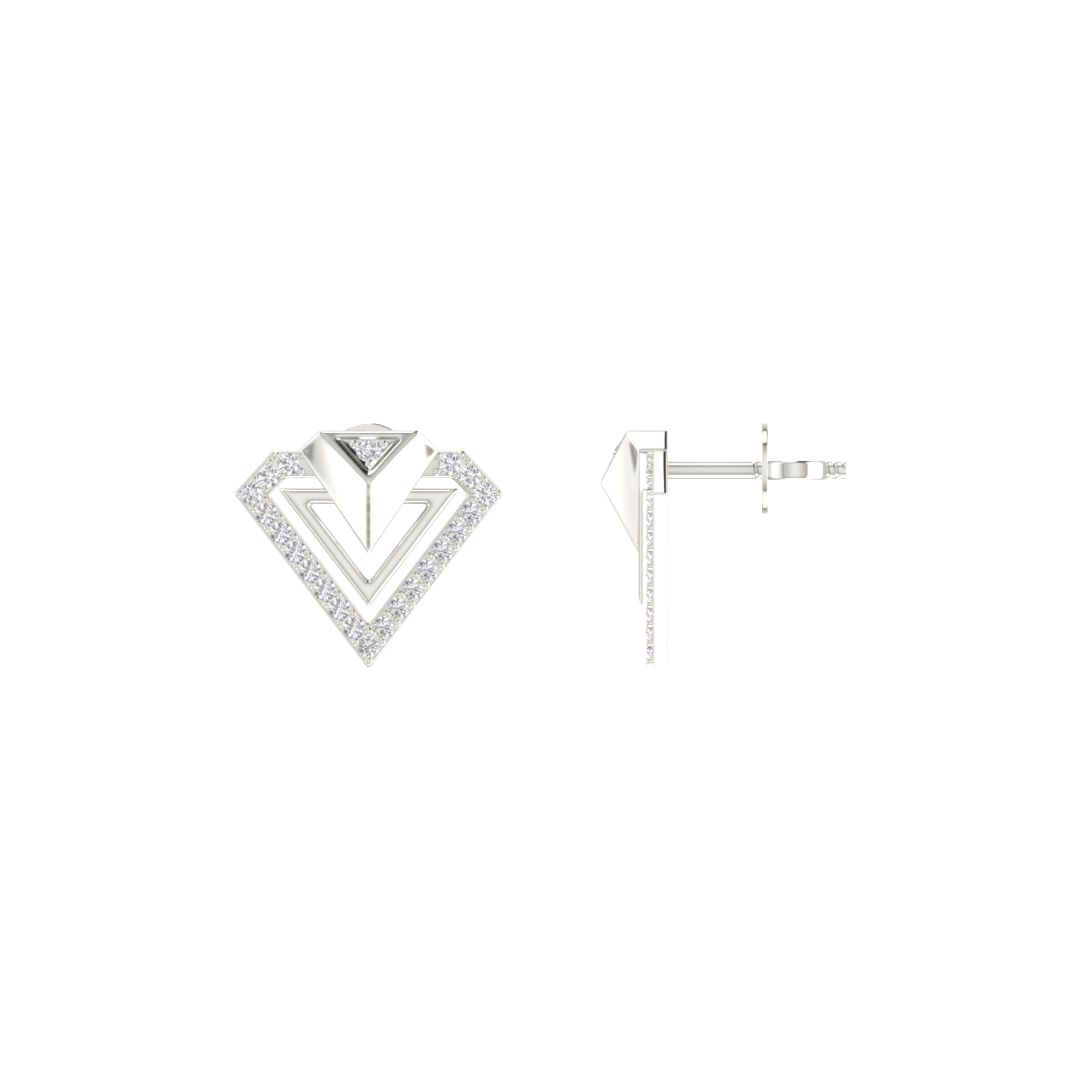 Inverted Peak Platinum Plated Lab Grown Diamond Earrings