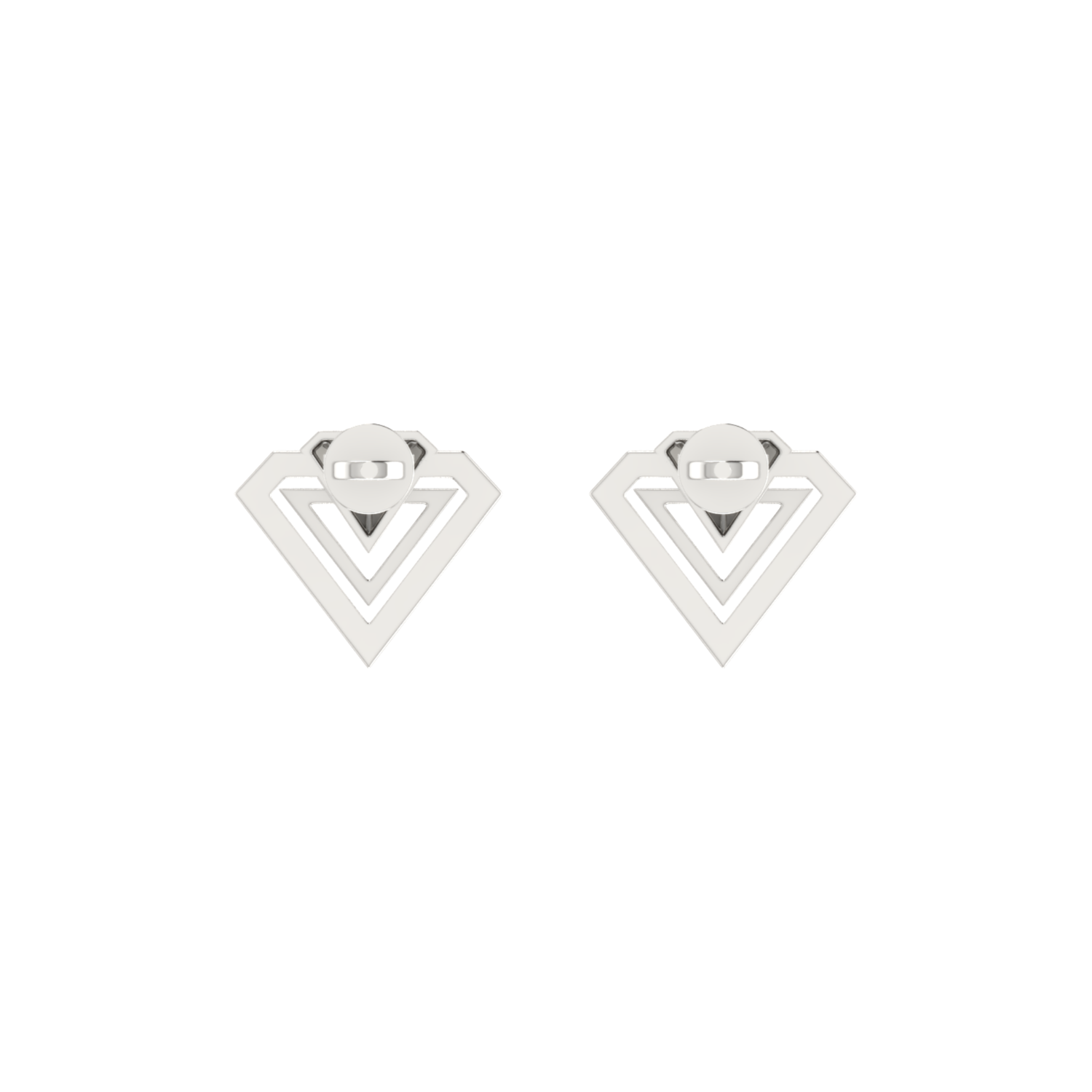 Inverted Peak Platinum Plated Lab Grown Diamond Earrings