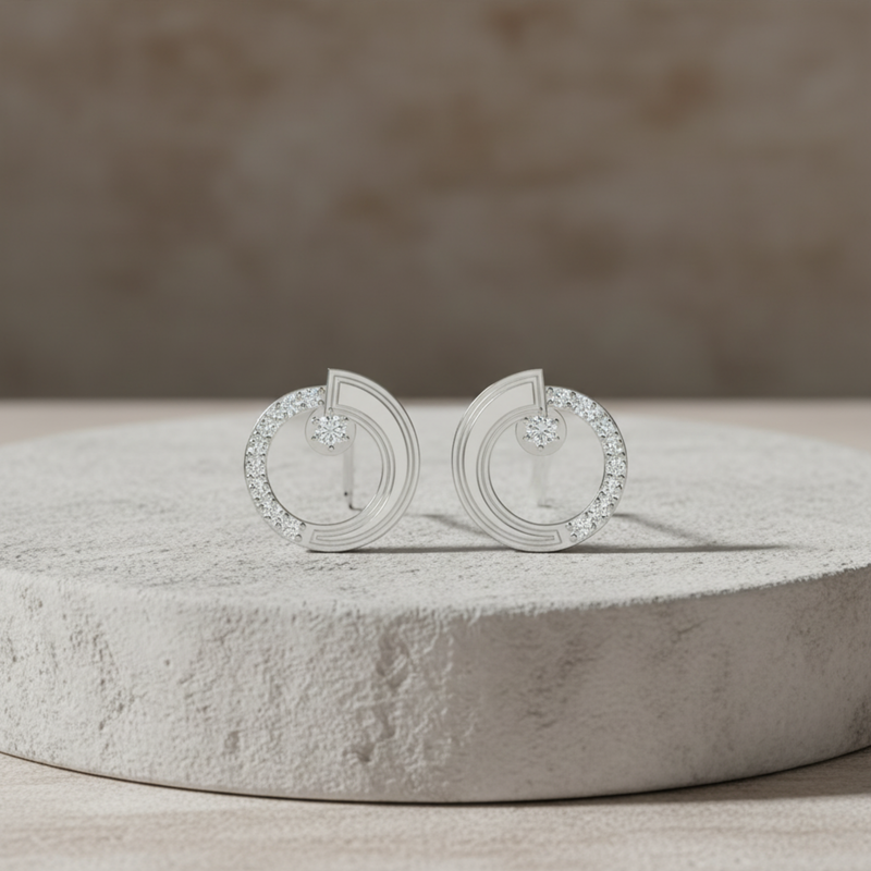 Subtle Circle Platinum Plated Lab Grown Diamond Earrings