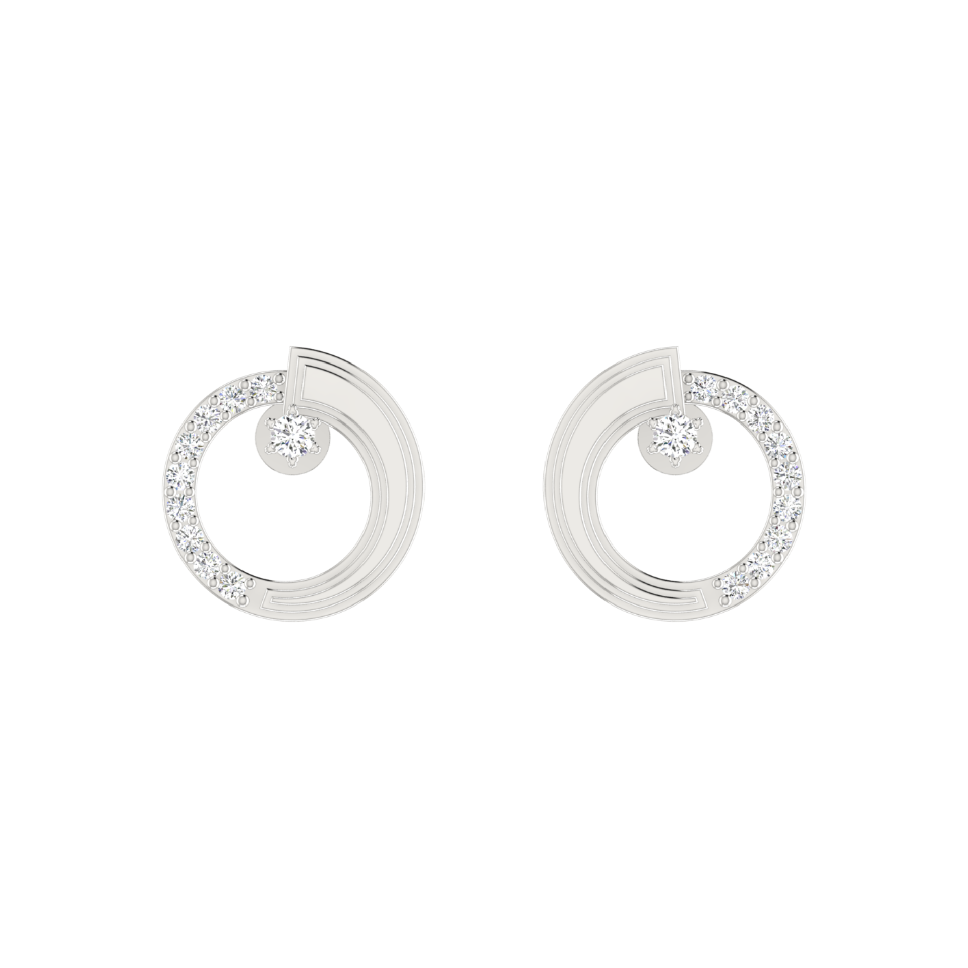 Subtle Circle Platinum Plated Lab Grown Diamond Earrings