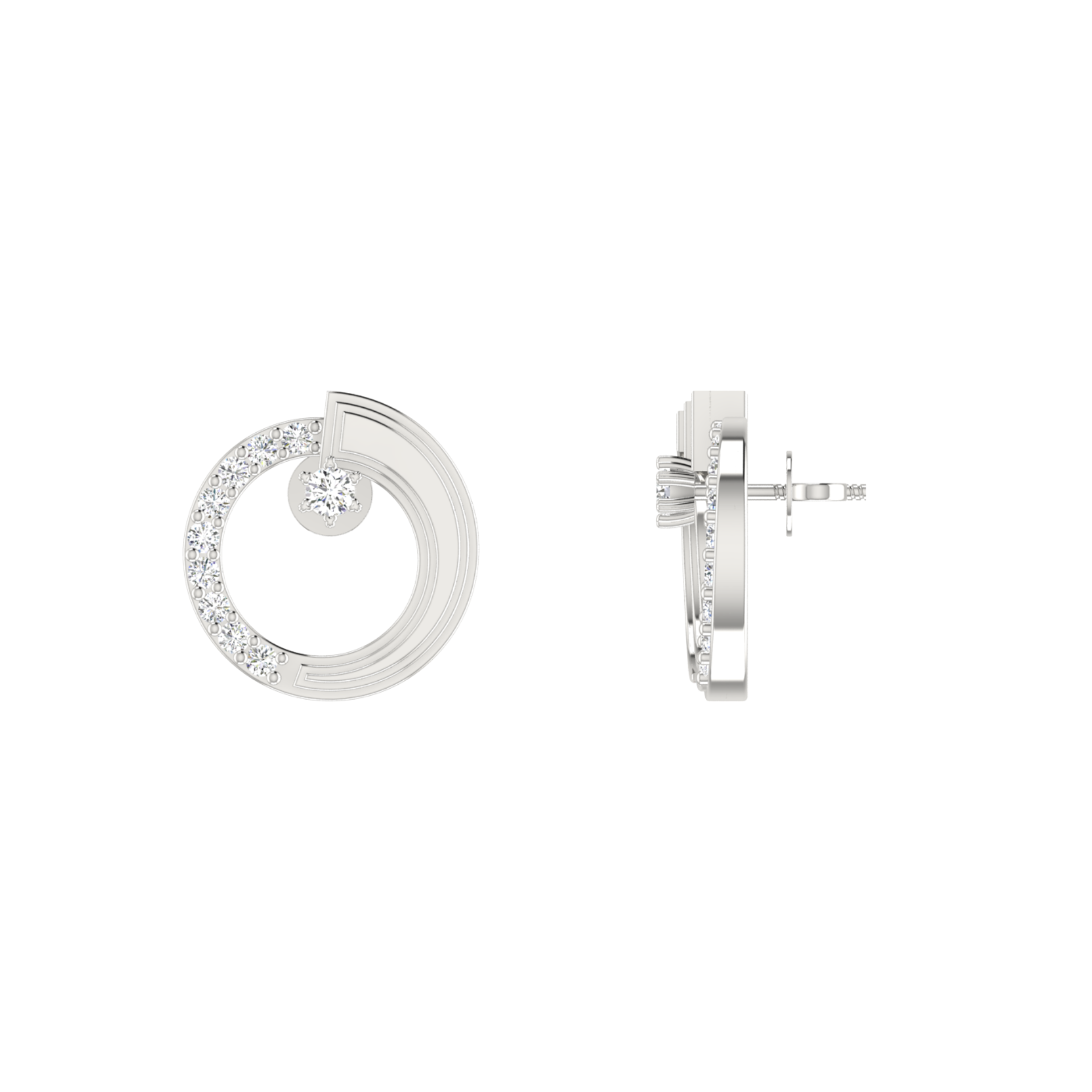 Subtle Circle Platinum Plated Lab Grown Diamond Earrings