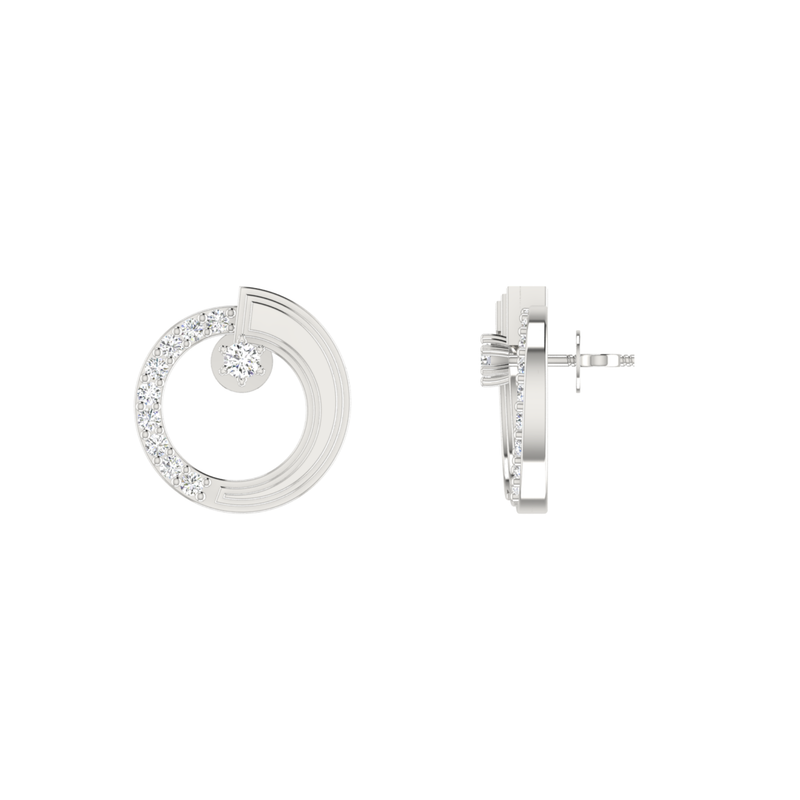 Subtle Circle Platinum Plated Lab Grown Diamond Earrings