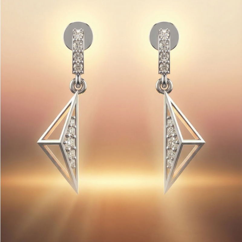 Triangle Drift Platinum Plated Lab Grown Diamond Earrings