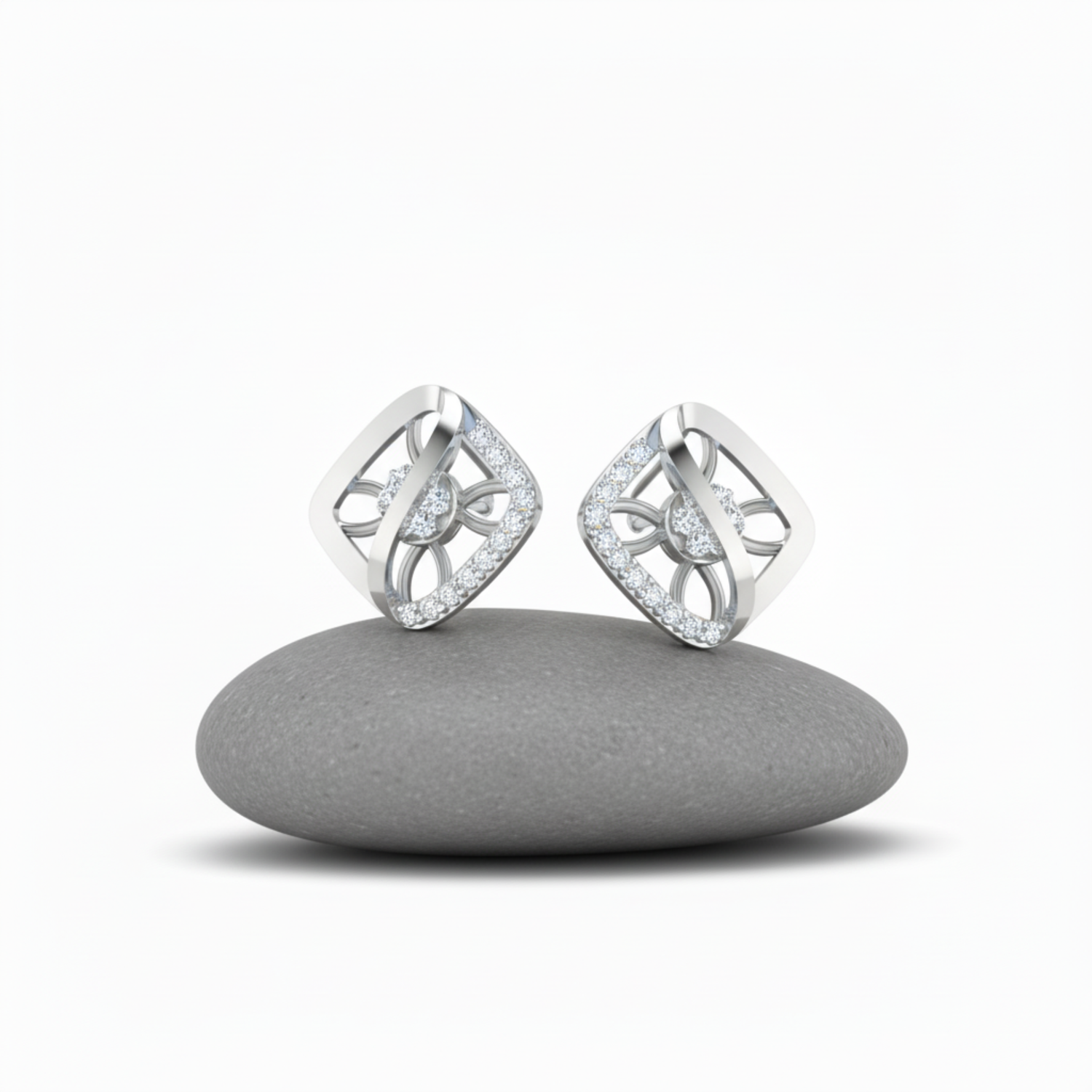 Swirl Lattice Platinum Plated Lab Grown Diamond Earrings