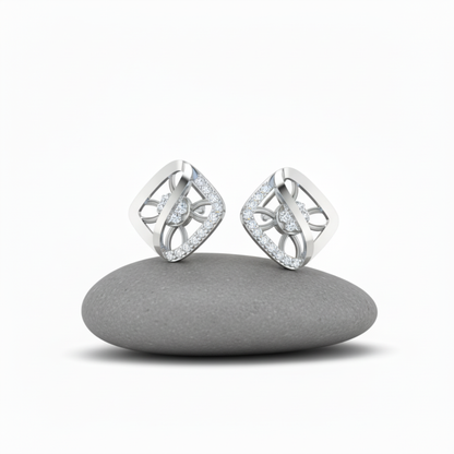 Swirl Lattice Platinum Plated Lab Grown Diamond Earrings
