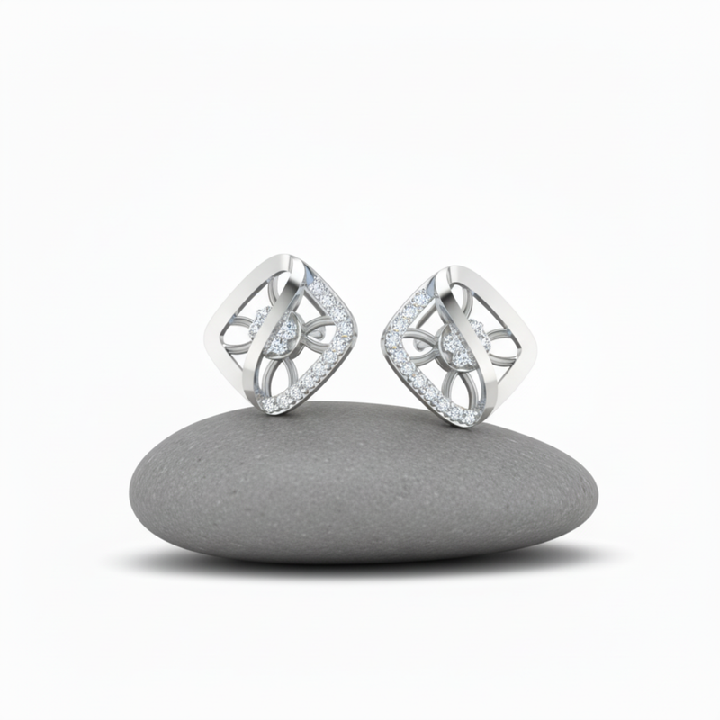 Swirl Lattice Platinum Plated Lab Grown Diamond Earrings
