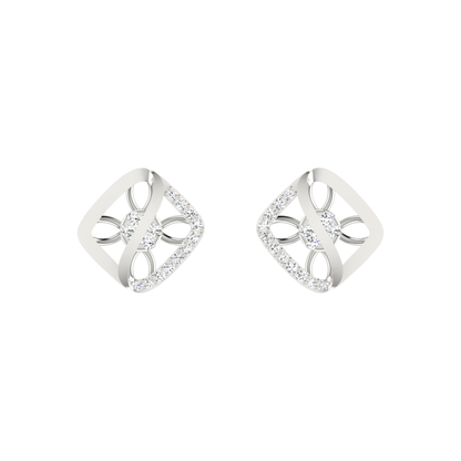 Swirl Lattice Platinum Plated Lab Grown Diamond Earrings