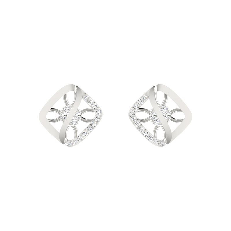 Swirl Lattice Platinum Plated Lab Grown Diamond Earrings