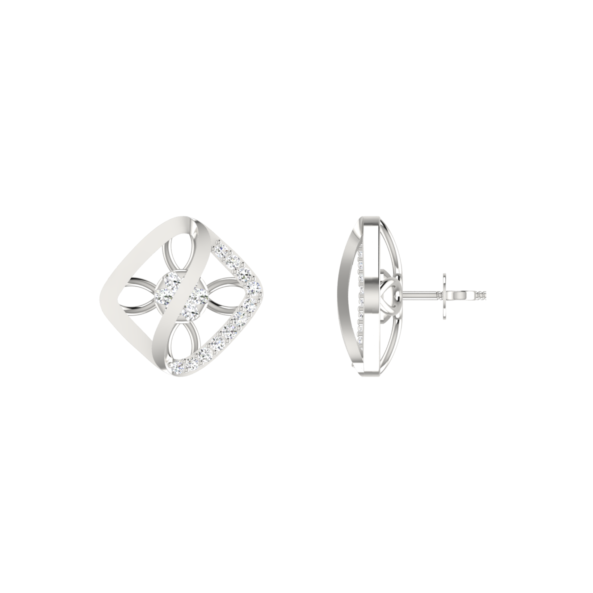 Swirl Lattice Platinum Plated Lab Grown Diamond Earrings