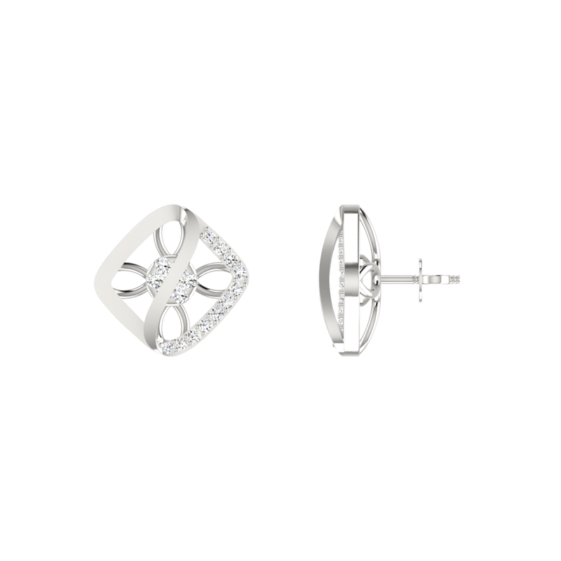 Swirl Lattice Platinum Plated Lab Grown Diamond Earrings