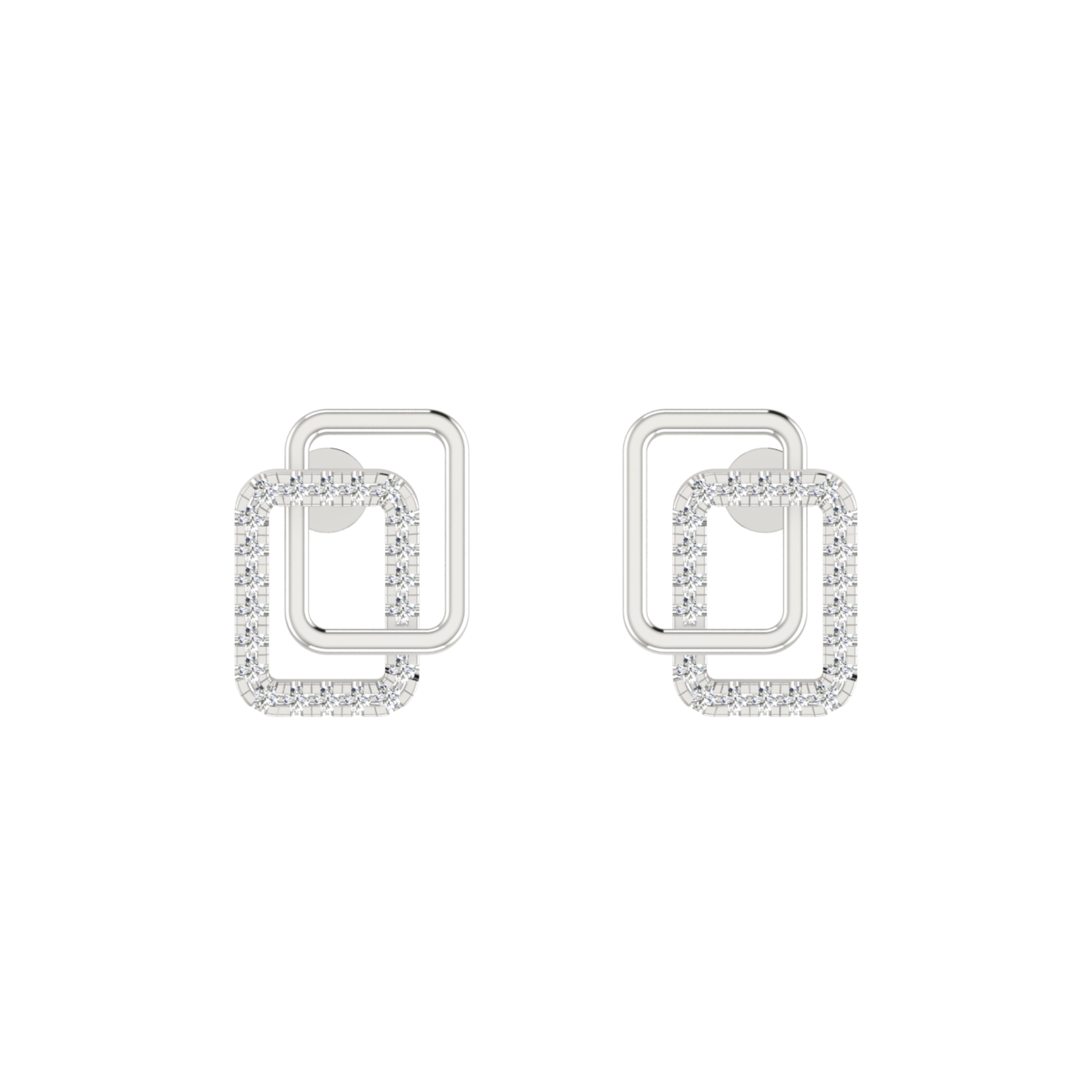 Nested Square Platinum Plated Lab Grown Diamond Earrings