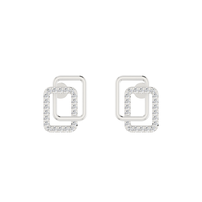 Nested Square Platinum Plated Lab Grown Diamond Earrings