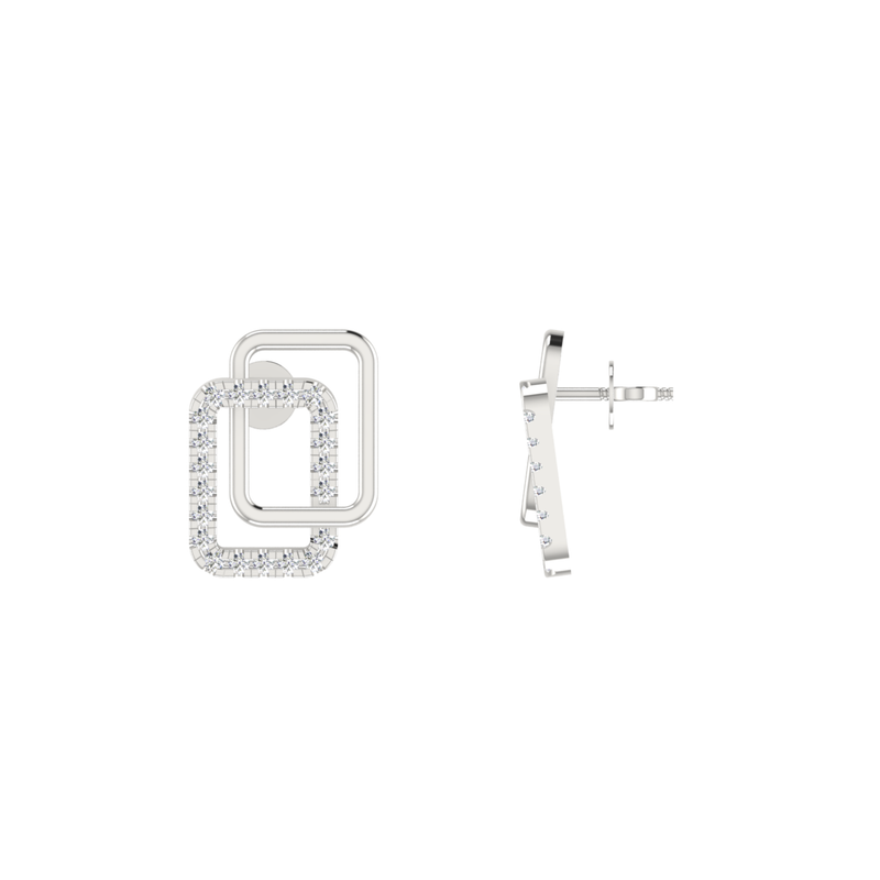 Nested Square Platinum Plated Lab Grown Diamond Earrings