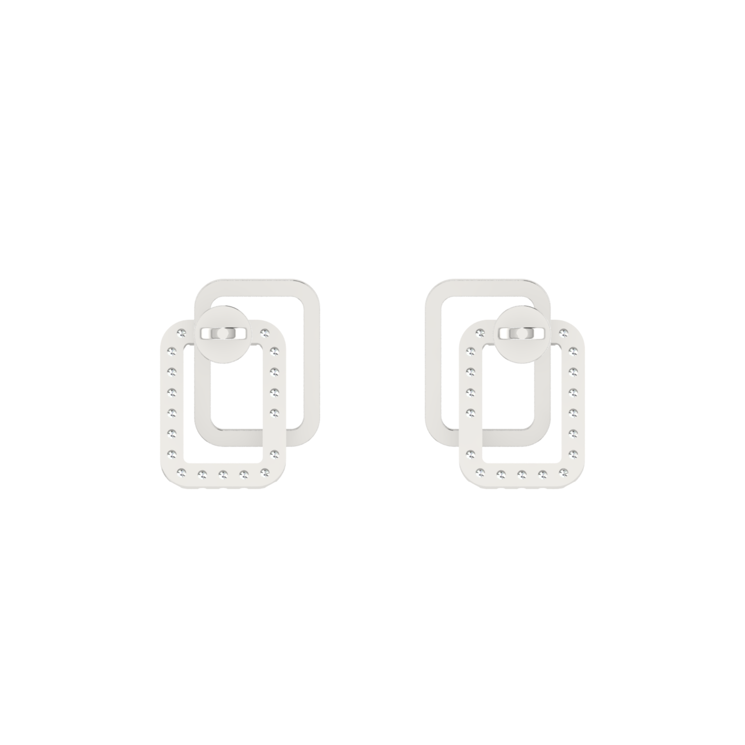 Nested Square Platinum Plated Lab Grown Diamond Earrings