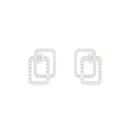 Nested Square Platinum Plated Lab Grown Diamond Earrings
