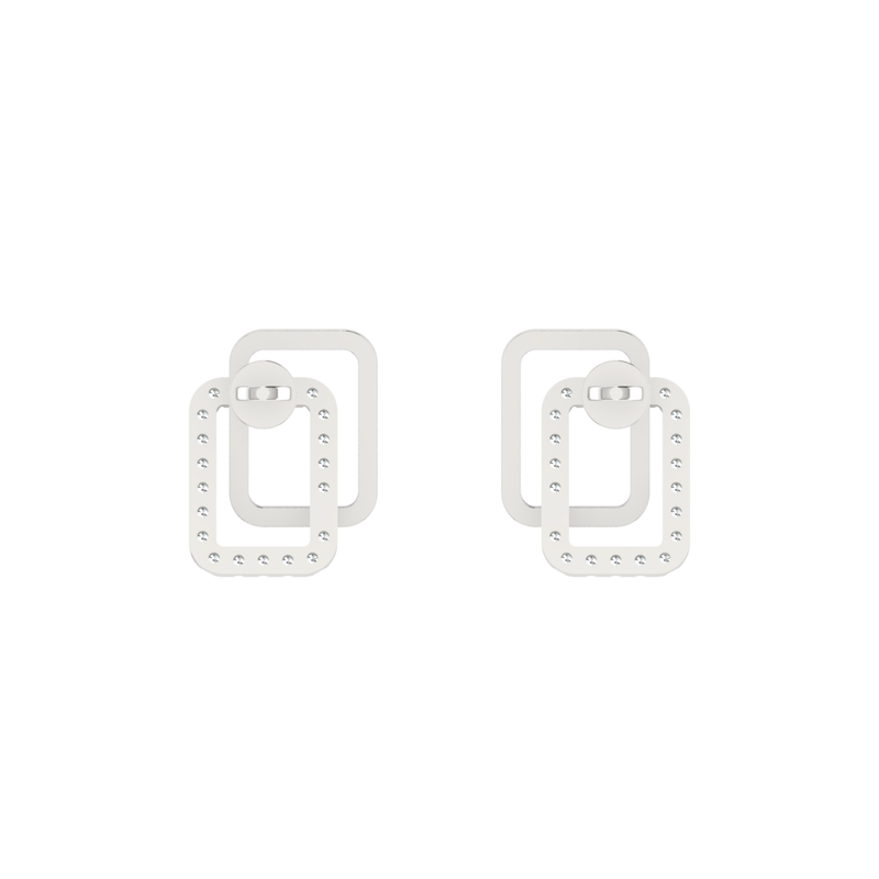 Nested Square Platinum Plated Lab Grown Diamond Earrings