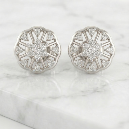 Floral Facet Platinum Plated Lab Grown Diamond Earrings
