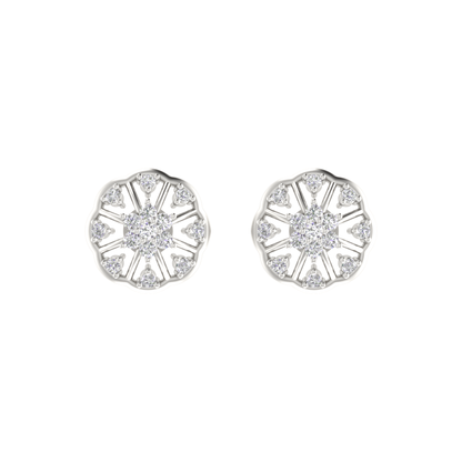 Floral Facet Platinum Plated Lab Grown Diamond Earrings