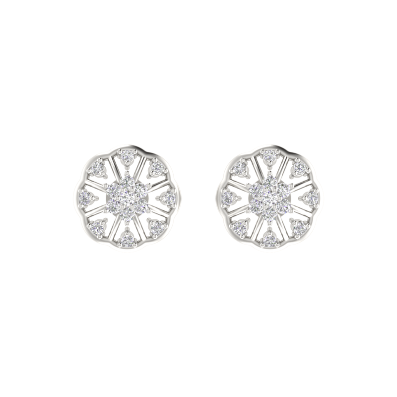 Floral Facet Platinum Plated Lab Grown Diamond Earrings