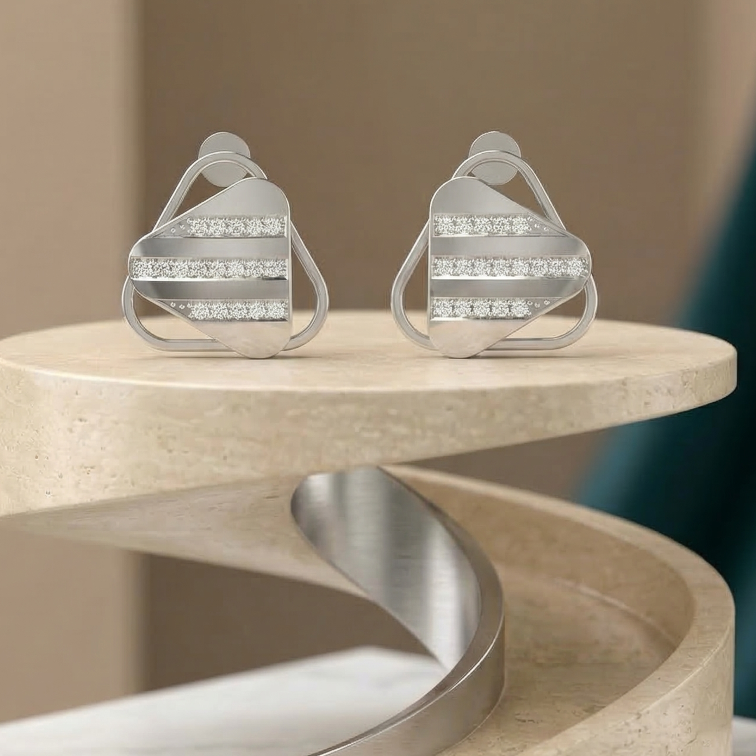 Pulse Frame Platinum Plated Lab Grown Diamond Earrings