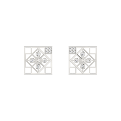 Tetris Tile Platinum Plated Lab Grown Diamond Earrings