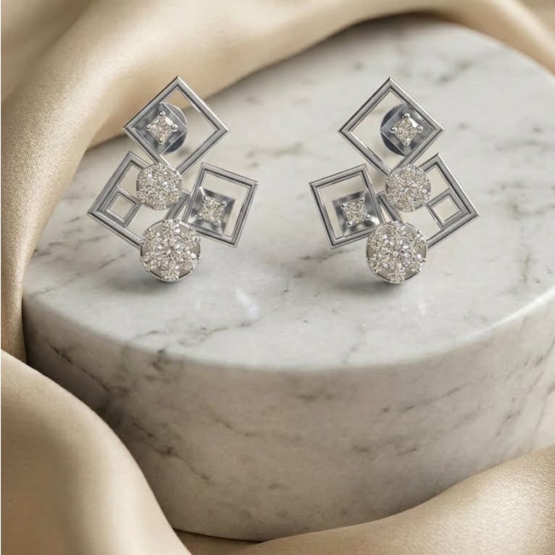 Box Fusion Platinum Plated Lab Grown Diamond Earrings