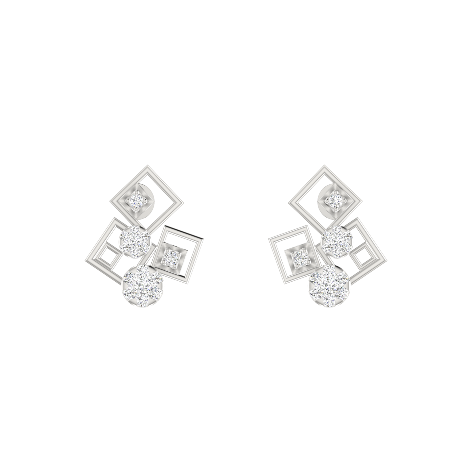Box Fusion Platinum Plated Lab Grown Diamond Earrings