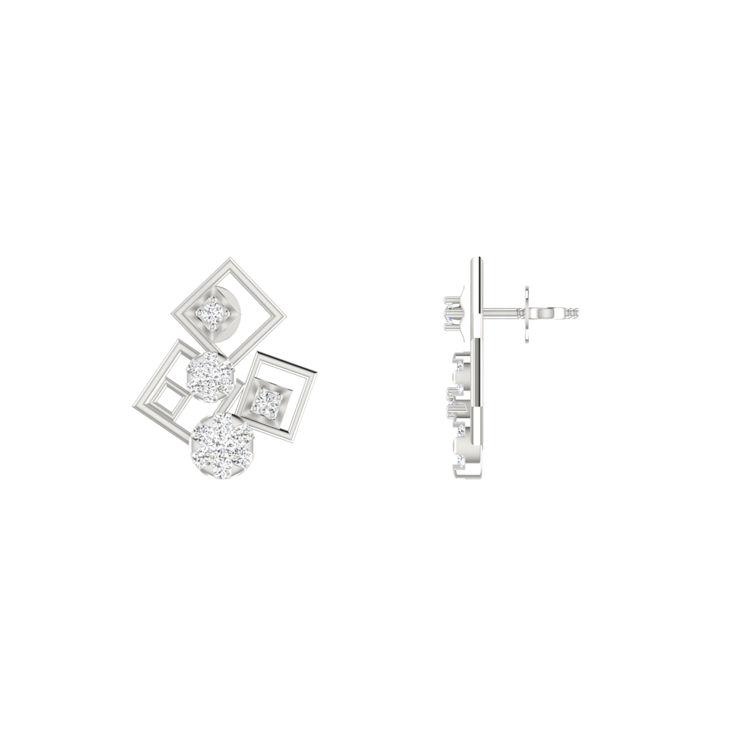 Box Fusion Platinum Plated Lab Grown Diamond Earrings